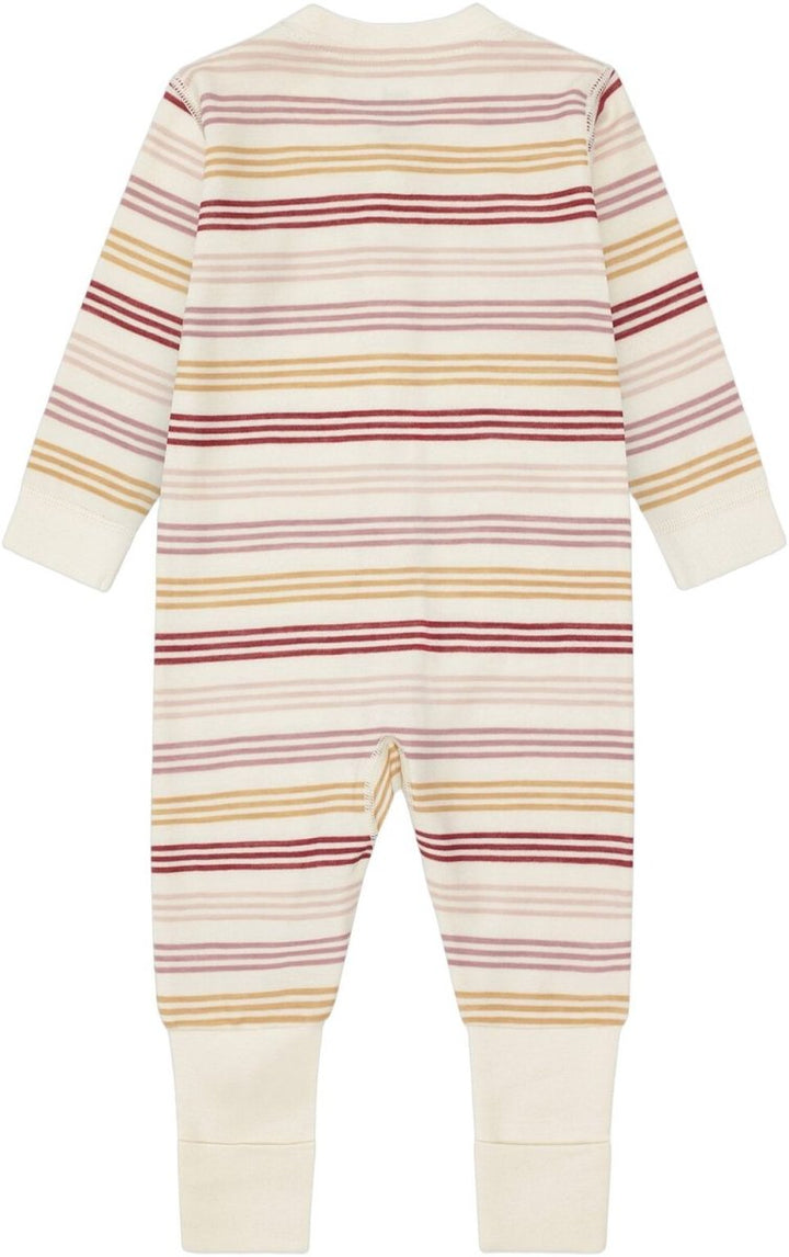 Hust &amp; Claire | Manu Zip 3 Stripes Pysj Ull/Bambus – Offwhite | Torgunns Barneklær AS
