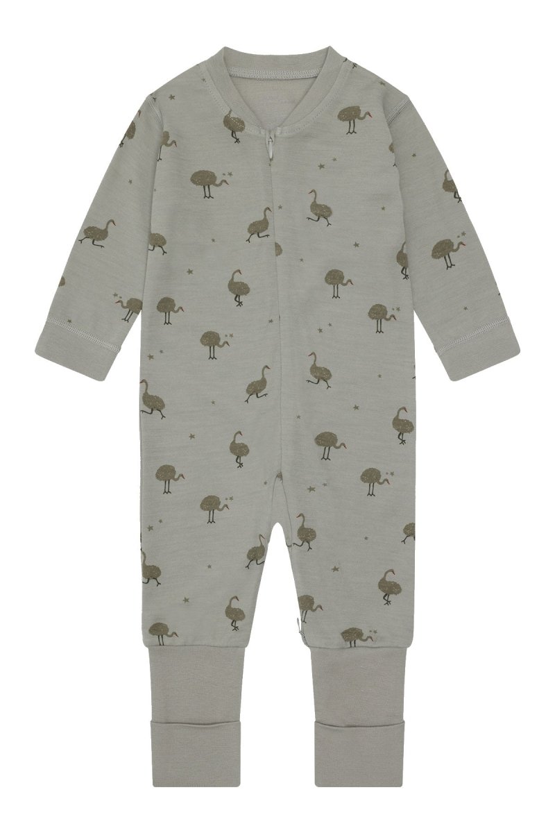 Hust & Claire | Manu Zip Ostrich Pysj Ull/Bambus – Forest Fog | Torgunns Barneklær AS