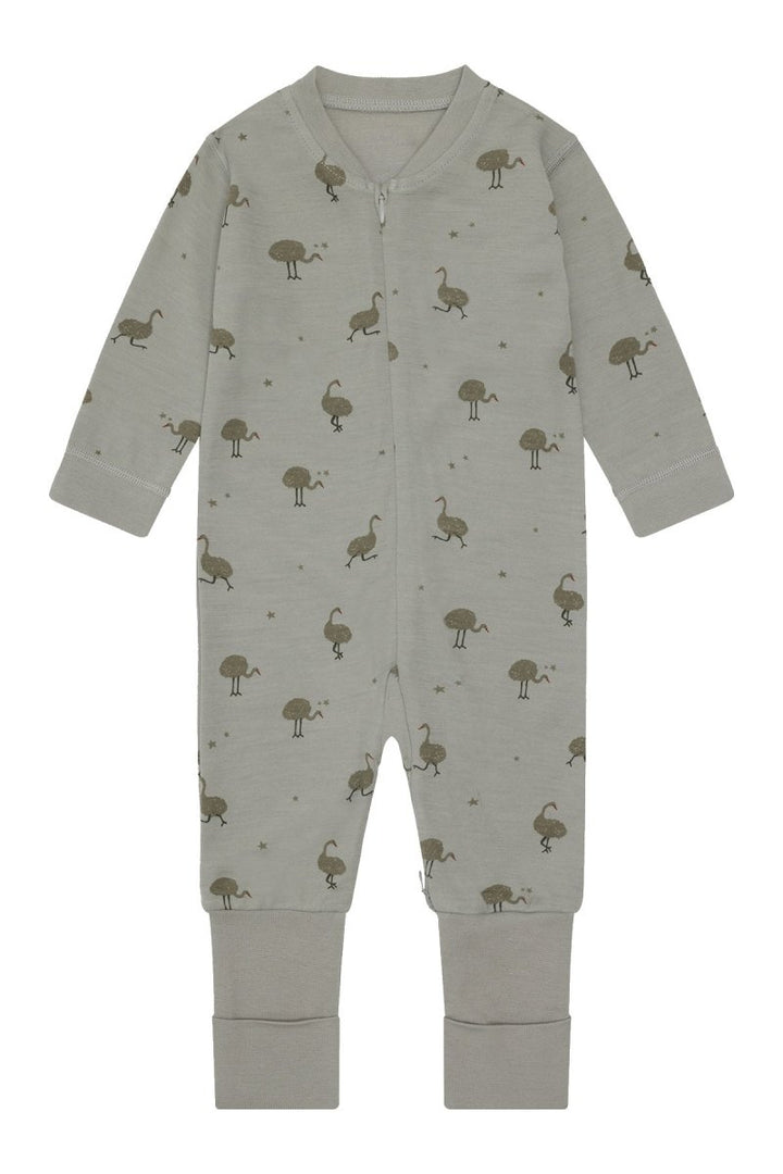 Hust &amp; Claire | Manu Zip Ostrich Pysj Ull/Bambus – Forest Fog | Torgunns Barneklær AS