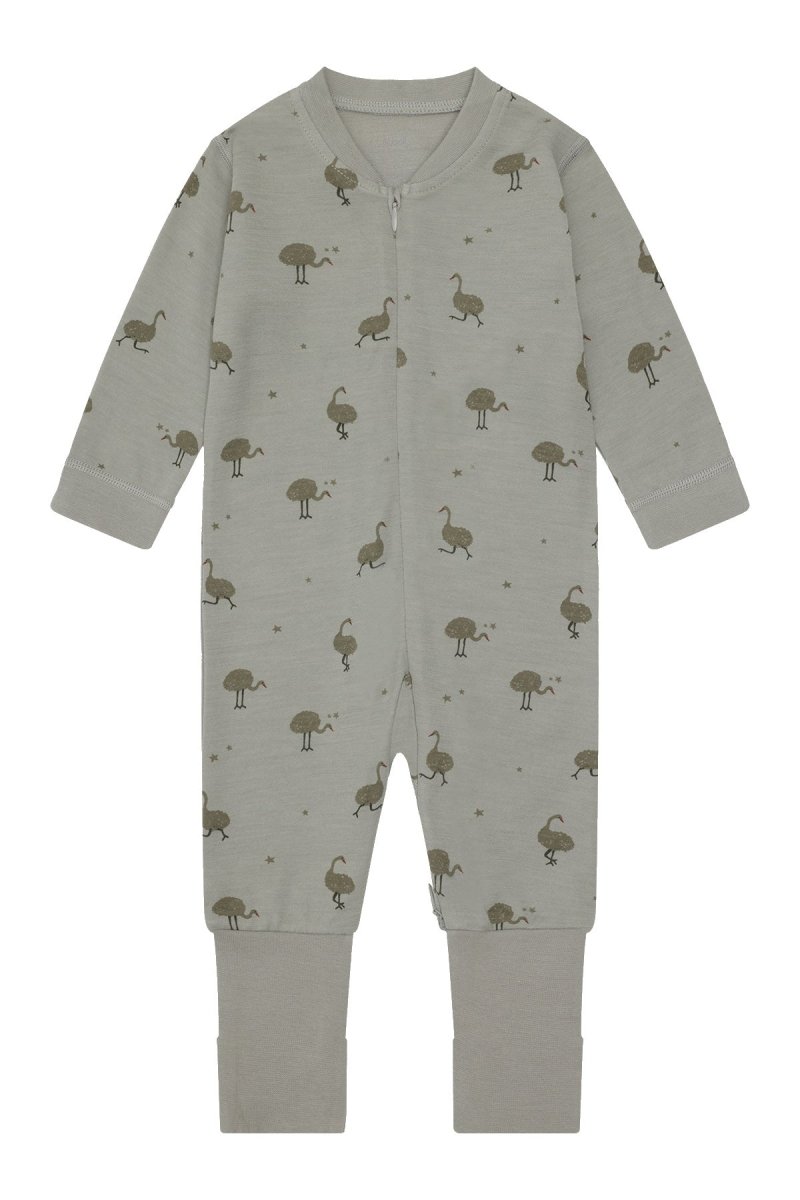 Hust &amp; Claire | Manu Zip Ostrich Pysj Ull/Bambus – Forest Fog | Torgunns Barneklær AS