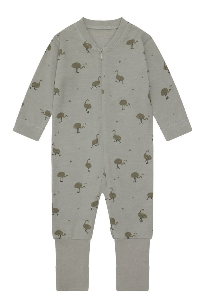 Hust &amp; Claire | Manu Zip Ostrich Pysj Ull/Bambus – Forest Fog | Torgunns Barneklær AS