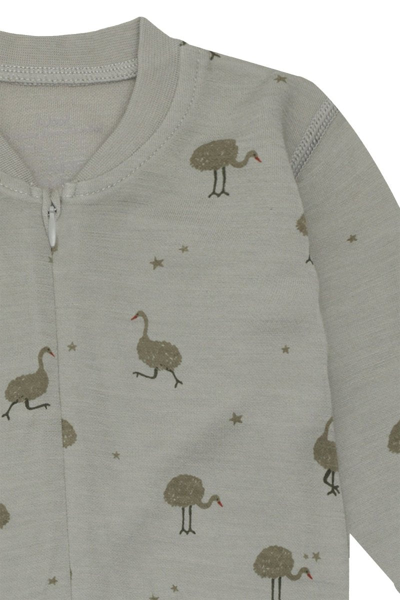 Hust & Claire | Manu Zip Ostrich Pysj Ull/Bambus – Forest Fog | Torgunns Barneklær AS