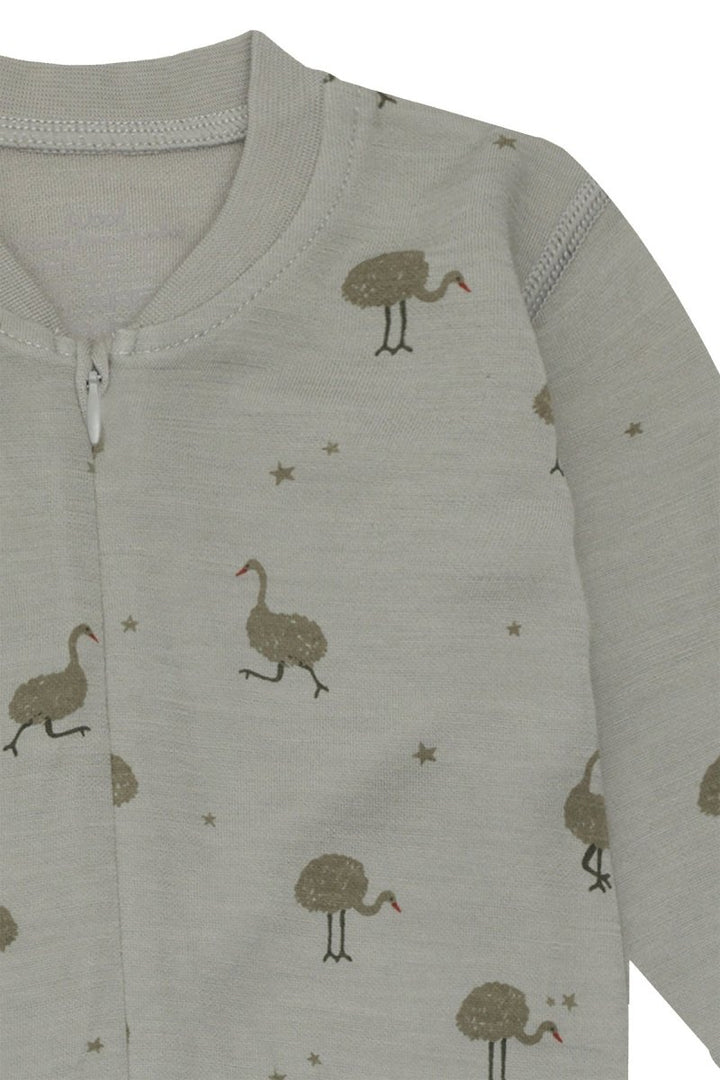 Hust &amp; Claire | Manu Zip Ostrich Pysj Ull/Bambus – Forest Fog | Torgunns Barneklær AS