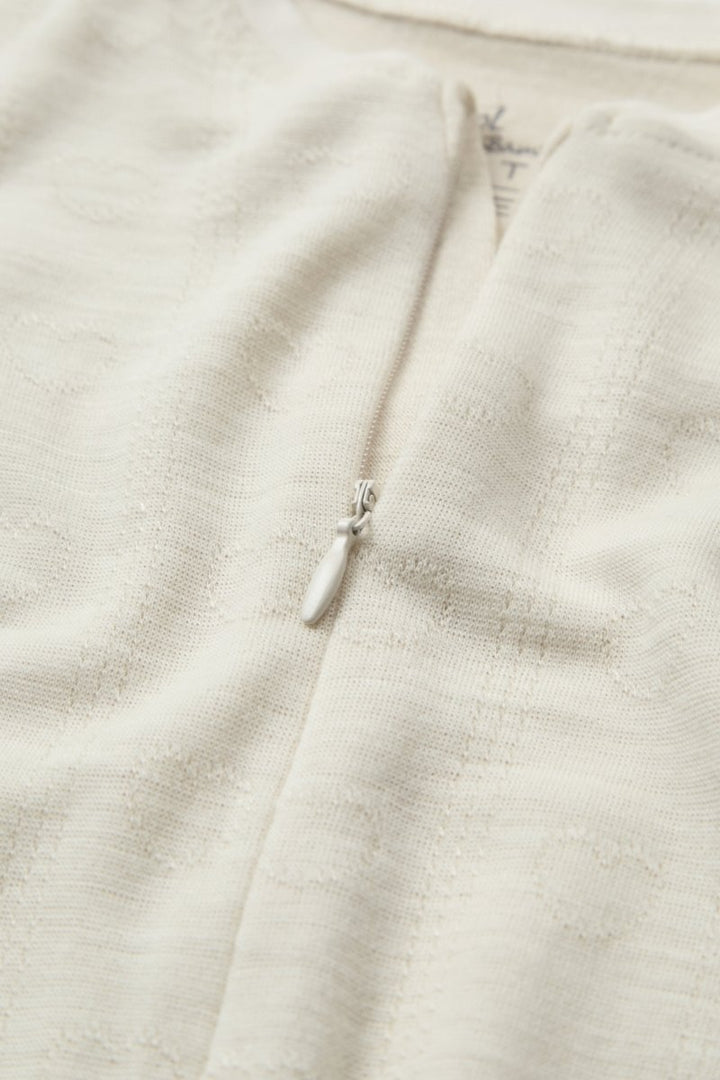 Hust &amp; Claire | Manu Zip Pointelle Ull/Bambus Heldress - Ivory | Torgunns Barneklær AS
