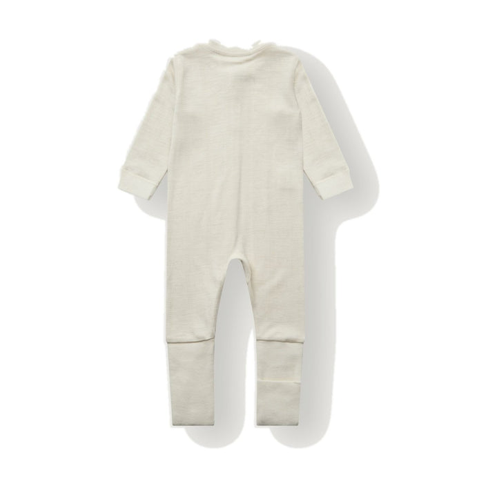 Hust &amp; Claire | Manu Zip Pointelle Ull/Bambus Heldress - Ivory | Torgunns Barneklær AS