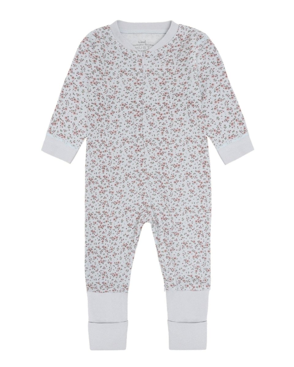 Hust & Claire | Manu Zip Tiny Pyjamas Ull/Bambus – A Bit Blue | Torgunns Barneklær AS