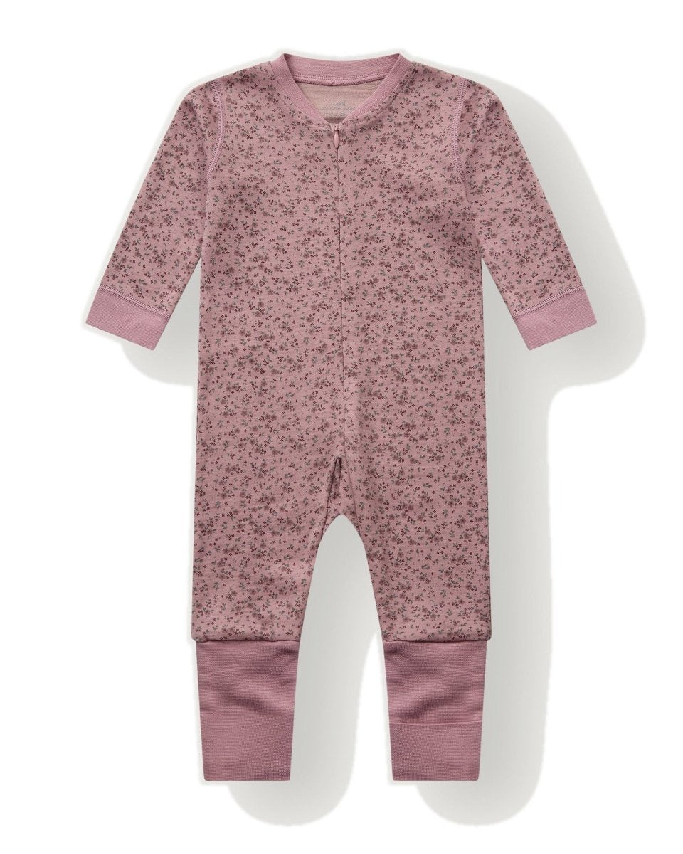 Hust & Claire | Manu Zip Tiny Pyjamas Ull/Bambus – Heather | Torgunns Barneklær AS