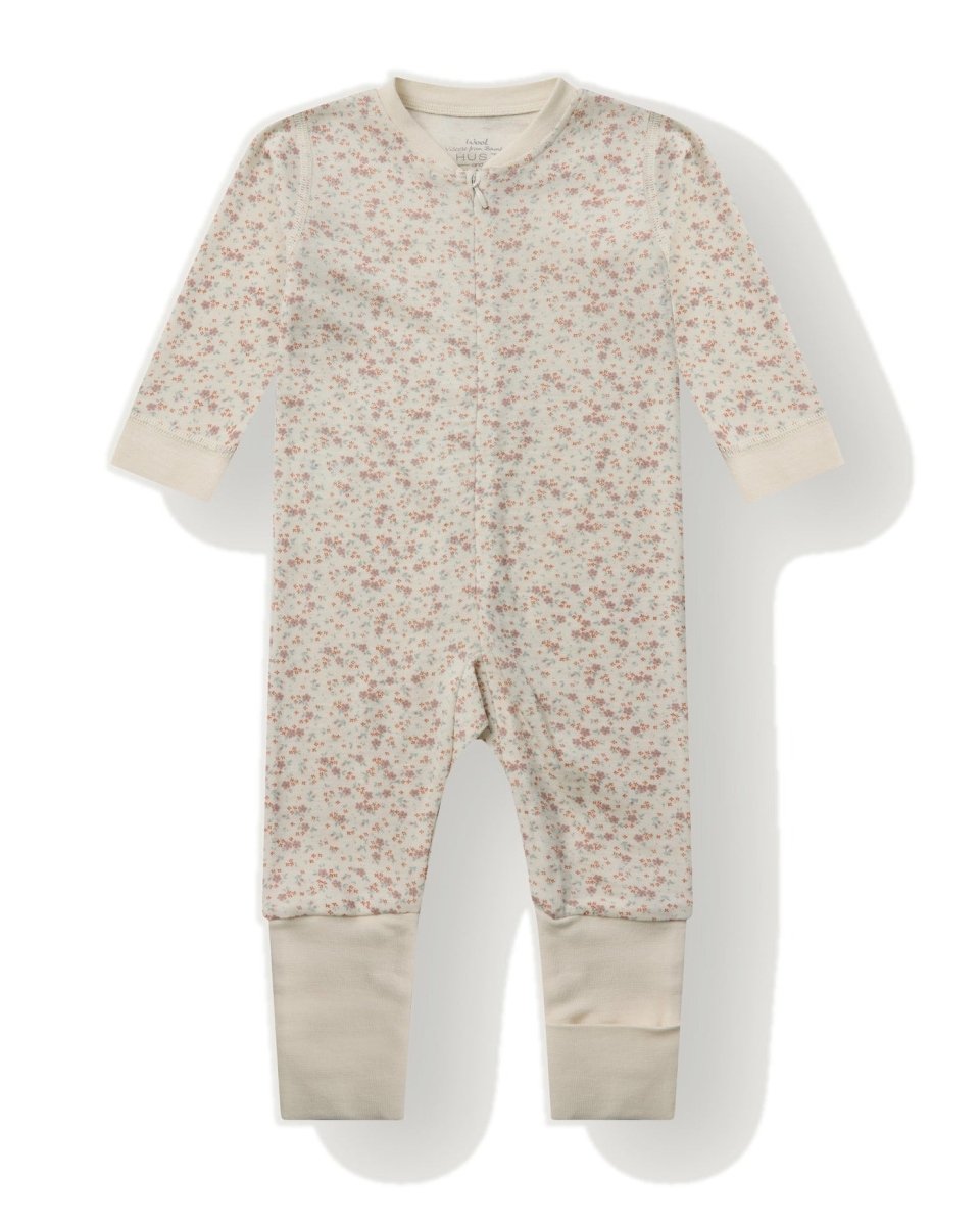 Hust & Claire | Manu Zip Tiny Pyjamas Ull/Bambus – Offwhite | Torgunns Barneklær AS