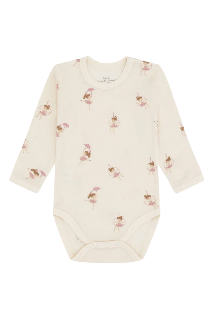 Myk ull-body for baby med ballerina-mønster, perfekt barneklær for små jenter
