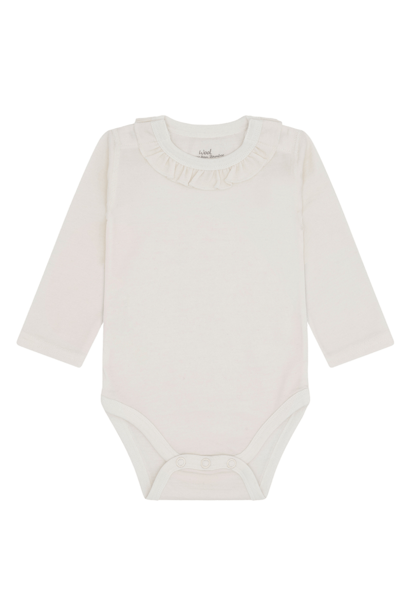 Hust & Claire | Ull/Bambus Body m/Rysjekrage | Barbara - Ivory | Torgunns Barneklær AS