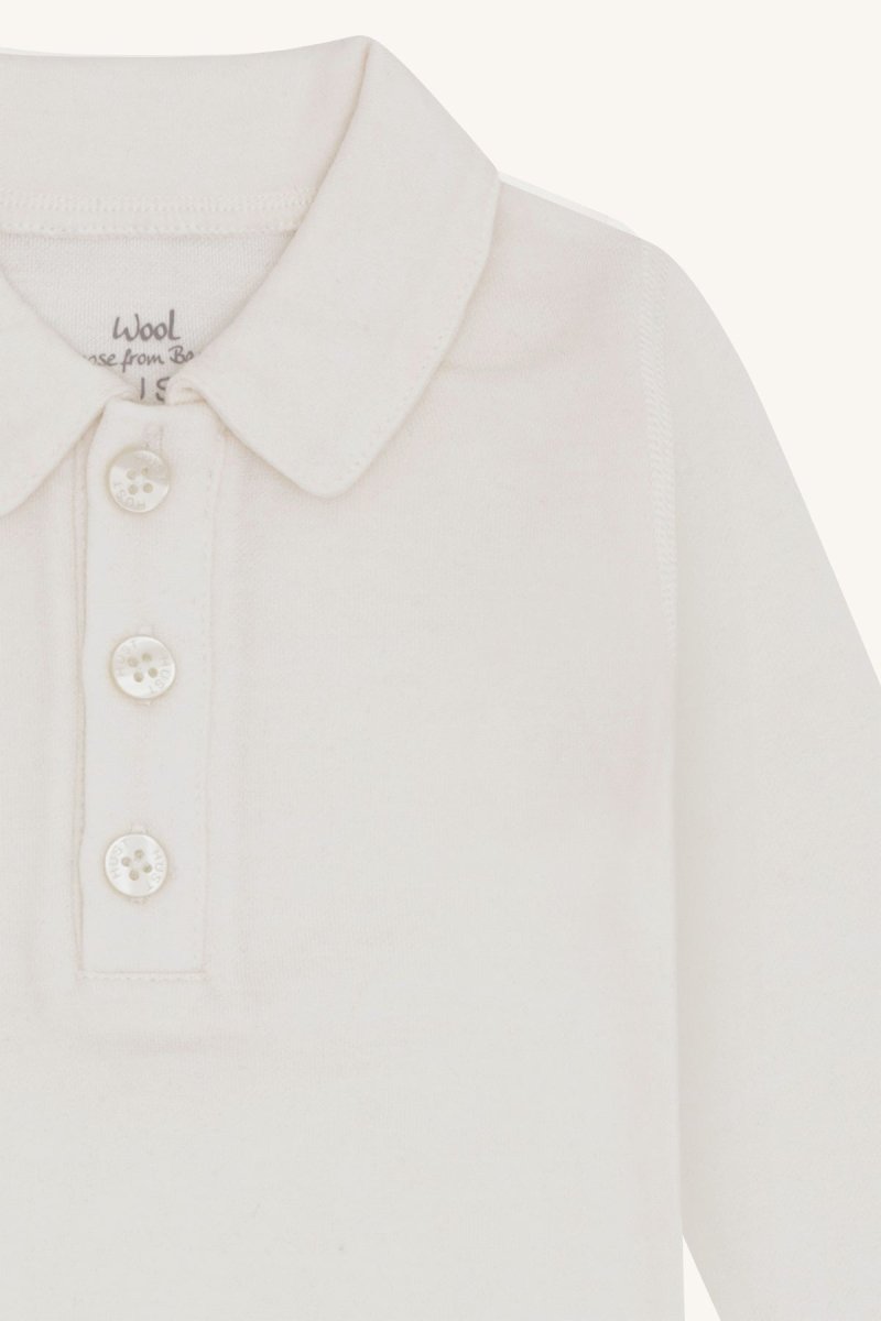 Hust & Claire | Ull/Bambus Body m/Spisskrage | Baldur - Ivory | Torgunns Barneklær AS