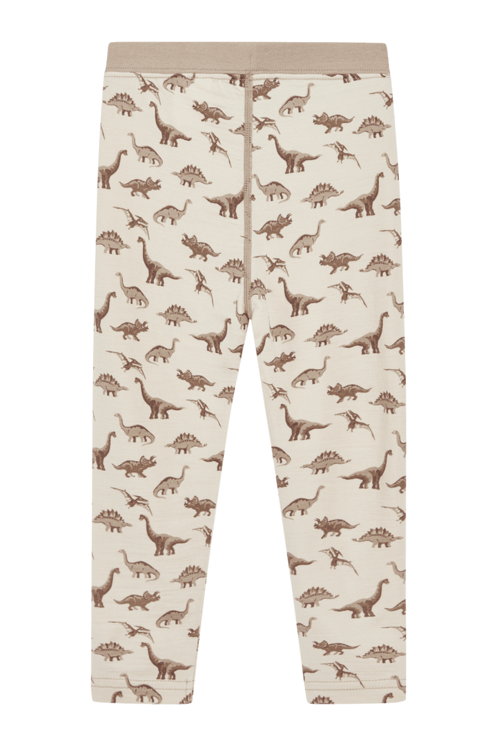 Hust &amp; Claire Ull/Bambus | Laki Leggings m/Dinosaurer - Mocha | Torgunns Barneklær AS