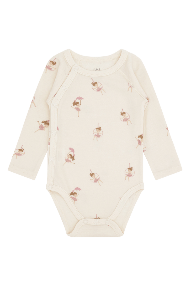 Hust & Claire | Ull/Bambus Omslagsbody | Baloo Line Dancer - Offwhite | Torgunns Barneklær AS