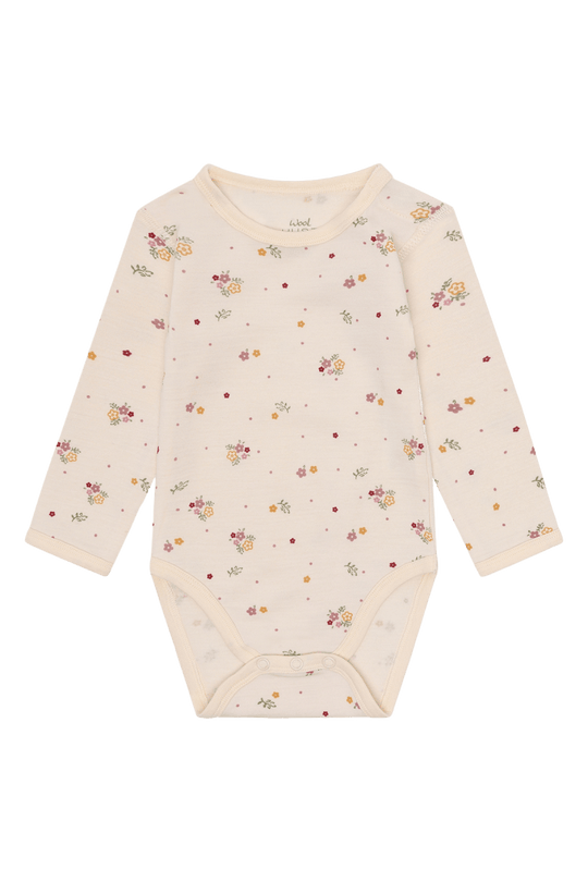 Hust & Claire | Ullbody | Bo Flora - Offwhite Blomsterprint | Torgunns Barneklær AS