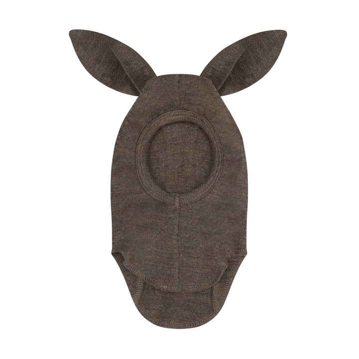HUTTEliHUT | Balaclava Bunny Ears Wool Rib - Brown Melange | Torgunns Barneklær AS
