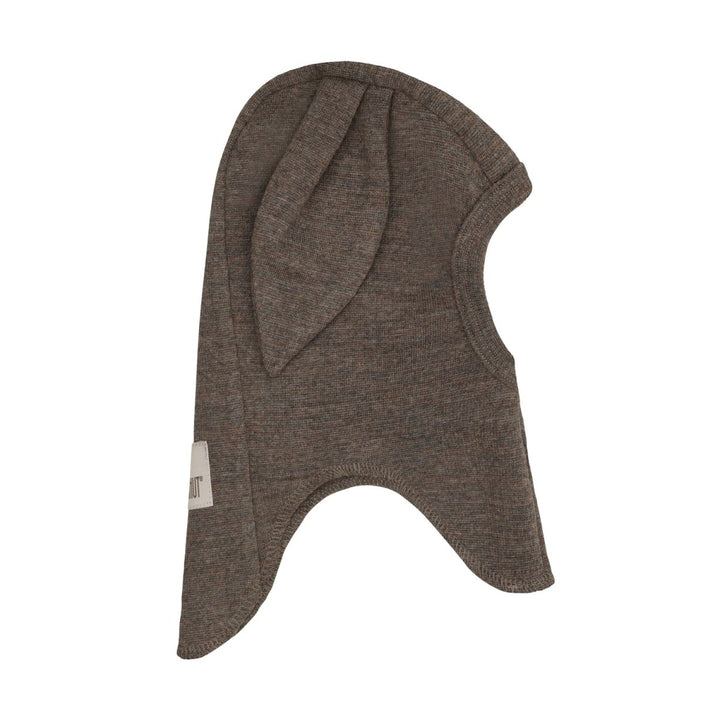 HUTTEliHUT | Balaclava Bunny Ears Wool Rib - Brown Melange | Torgunns Barneklær AS