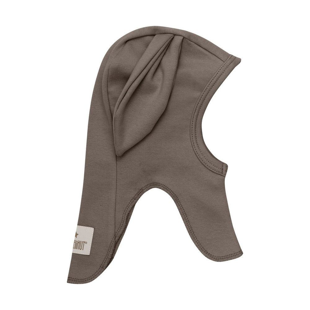 HUTTELiHUT Balaclava Ears Cotton Rib - Brown Melange | Torgunns Barneklær AS