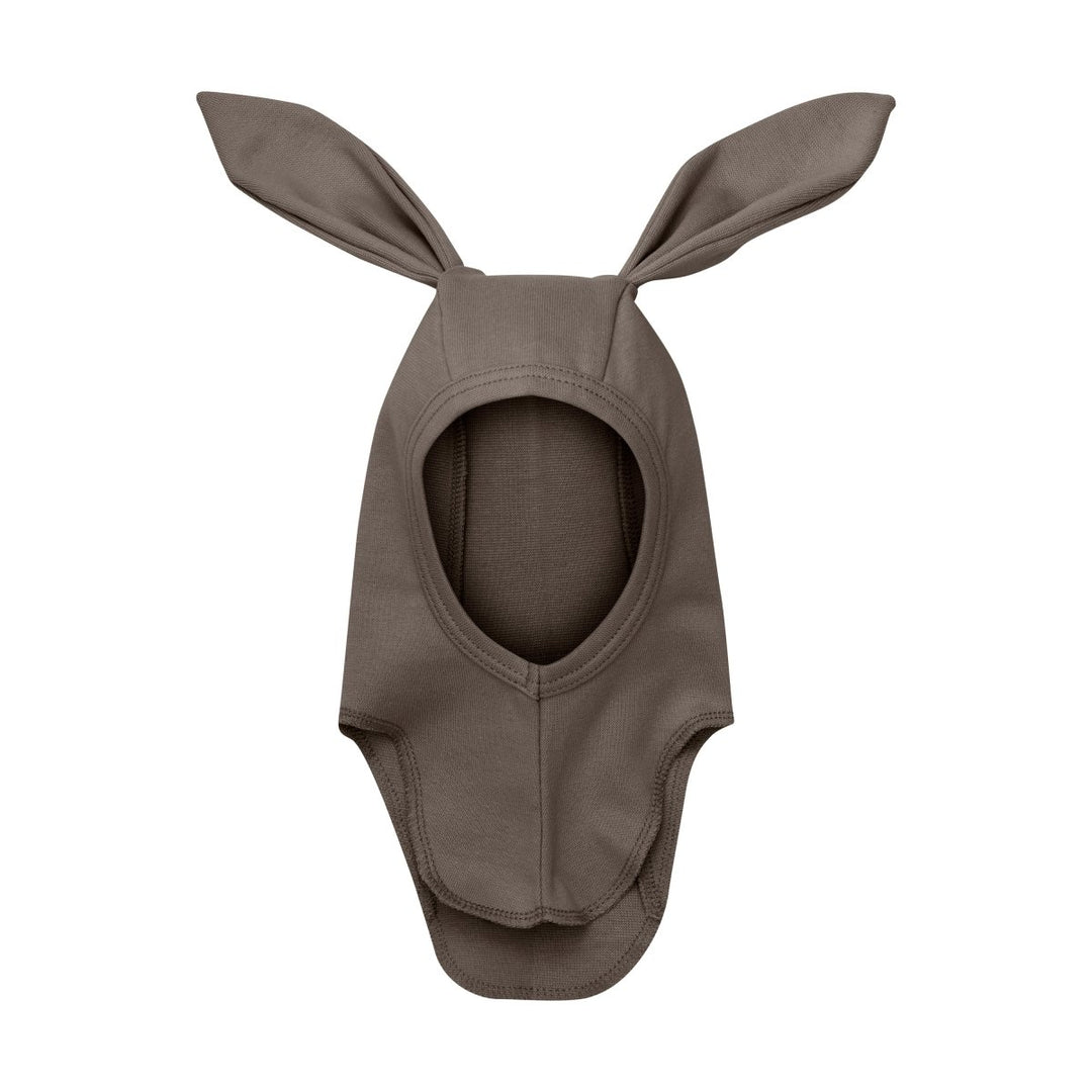 HUTTELiHUT Balaclava Ears Cotton Rib - Brown Melange | Torgunns Barneklær AS