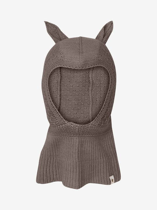 HUTTEliHUT | Balaclava Ears Wool Knit - Brown Melange | Torgunns Barneklær AS