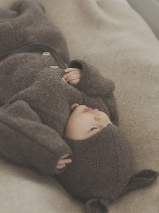 HUTTEliHUT | Balaclava Ears Wool Knit - Brown Melange | Torgunns Barneklær AS