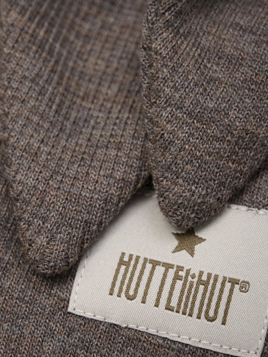 HUTTEliHUT | Balaclava Ears Wool Rib - Brown Melange | Torgunns Barneklær AS