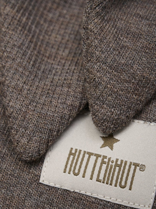 HUTTEliHUT | Balaclava Ears Wool Rib - Brown Melange | Torgunns Barneklær AS