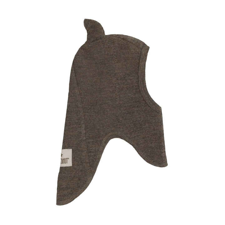 HUTTEliHUT | Balaclava Ears Wool Rib - Brown Melange | Torgunns Barneklær AS