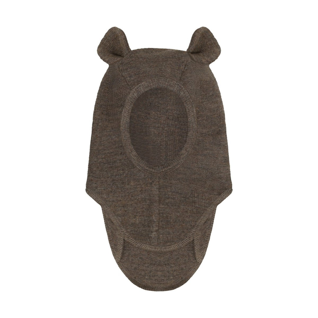 HUTTEliHUT | Balaclava Ears Wool Rib - Brown Melange | Torgunns Barneklær AS