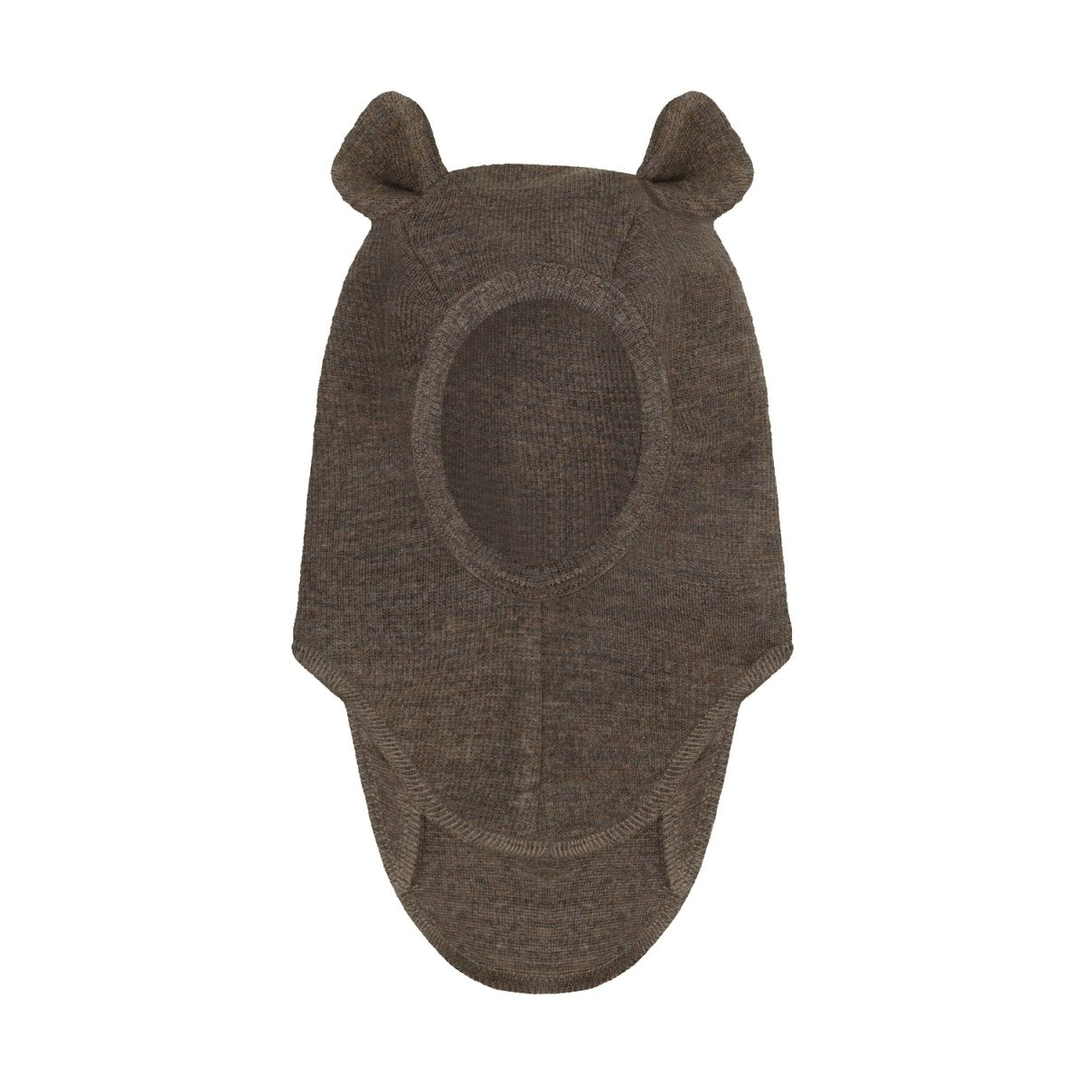 HUTTEliHUT | Balaclava Ears Wool Rib - Brown Melange | Torgunns Barneklær AS
