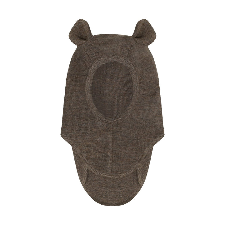 HUTTEliHUT | Balaclava Ears Wool Rib - Brown Melange | Torgunns Barneklær AS