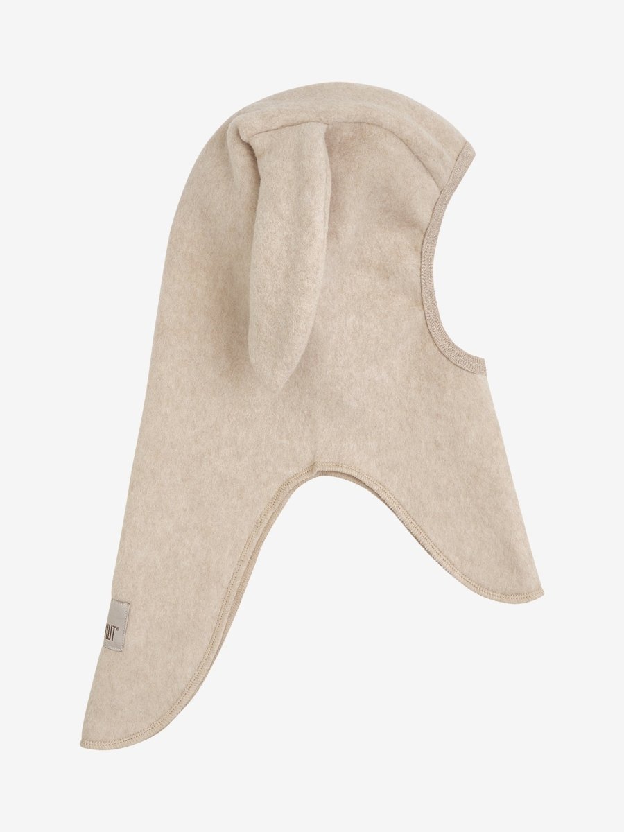 HUTTEliHUT | Balaclava m/kaninører i bomullsfleece – Camel Melange | Torgunns Barneklær AS