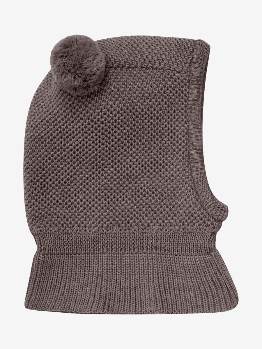 HUTTEliHUT | Balaclava Windstop Pompoms - Brown Melange | Torgunns Barneklær AS