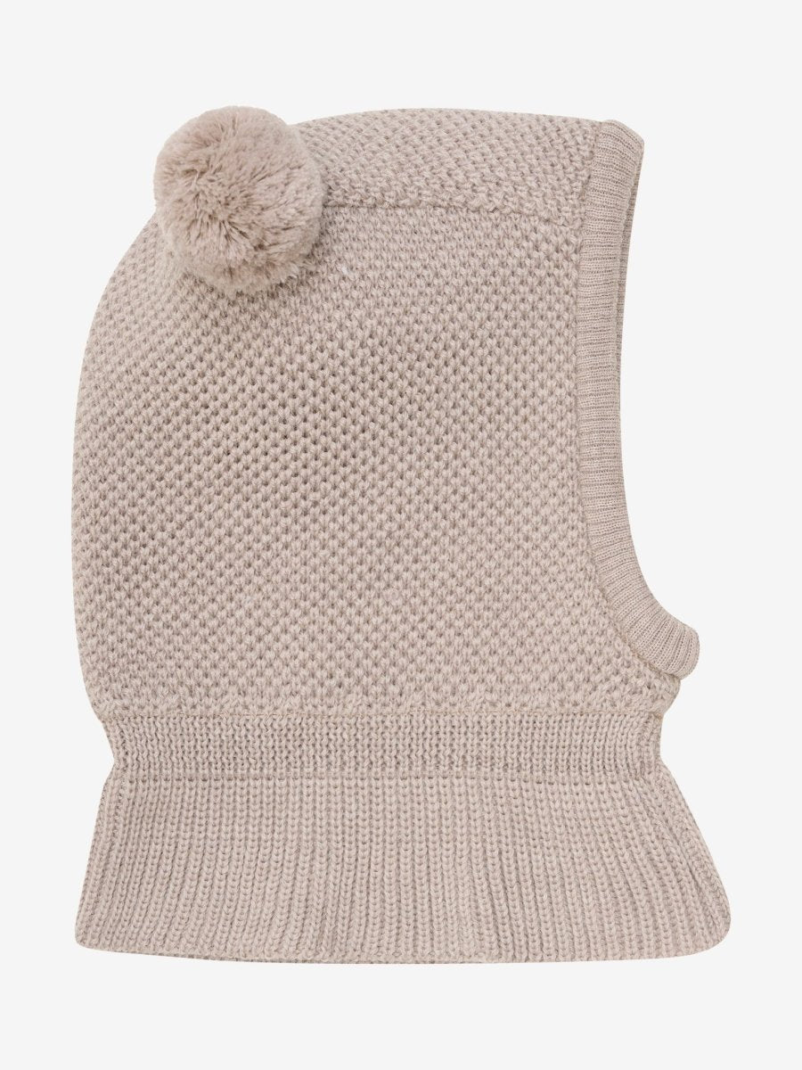 HUTTEliHUT | Balaclava Windstop Pompoms - Camel Melange | Torgunns Barneklær AS