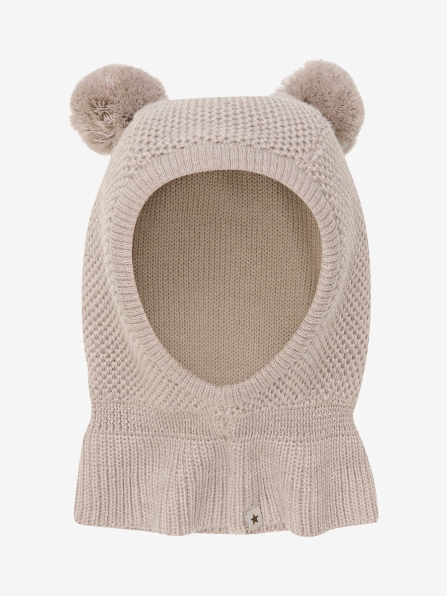 HUTTEliHUT | Balaclava Windstop Pompoms - Camel Melange | Torgunns Barneklær AS