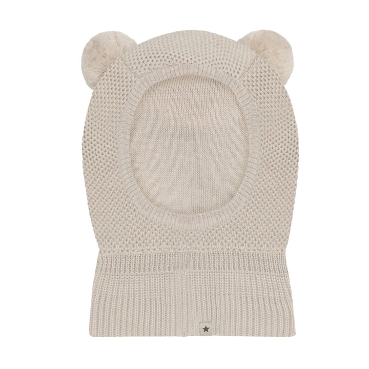 HUTTEliHUT | Balaclava Windstop Pompoms - Sand Melange | Torgunns Barneklær AS