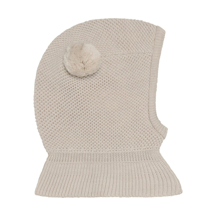 HUTTEliHUT | Balaclava Windstop Pompoms - Sand Melange | Torgunns Barneklær AS