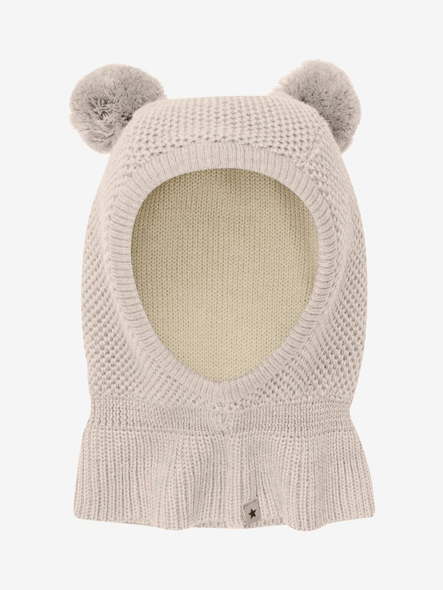 HUTTEliHUT | Balaclava Windstop Pompoms - Sand Melange | Torgunns Barneklær AS