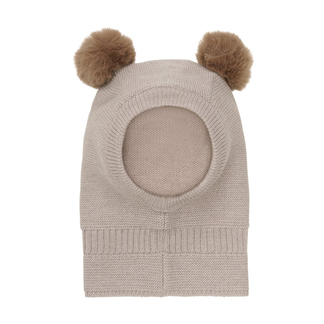 HUTTELiHUT Balaclava Windstop w. Pompoms - Camel Melange | Torgunns Barneklær AS