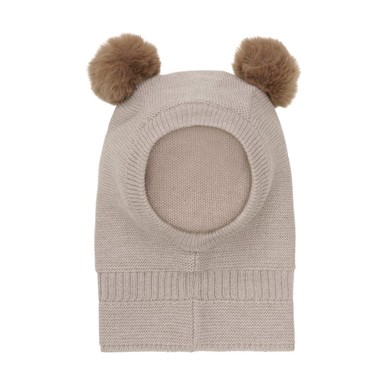HUTTELiHUT Balaclava Windstop w. Pompoms - Camel Melange | Torgunns Barneklær AS