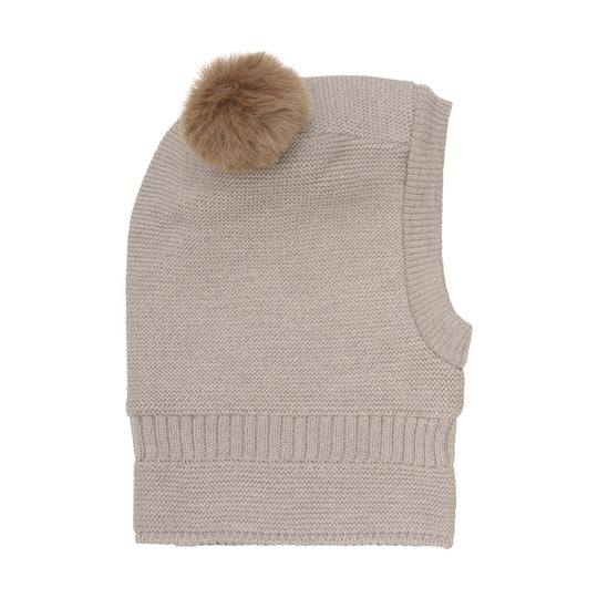 HUTTELiHUT Balaclava Windstop w. Pompoms - Camel Melange | Torgunns Barneklær AS