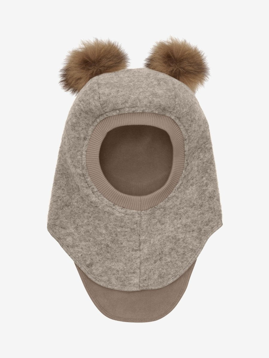 HUTTELiHUT | Balaclava Wool Alpaca Pompoms - Camel Melange | Torgunns Barneklær AS