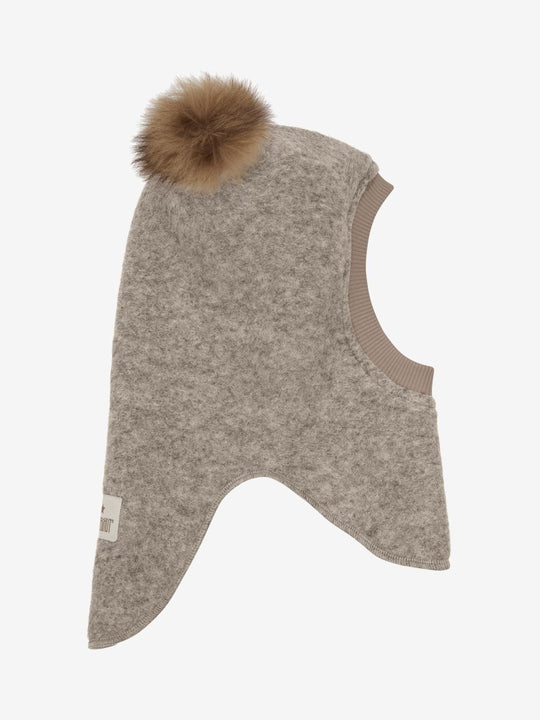 HUTTELiHUT | Balaclava Wool Alpaca Pompoms - Camel Melange | Torgunns Barneklær AS