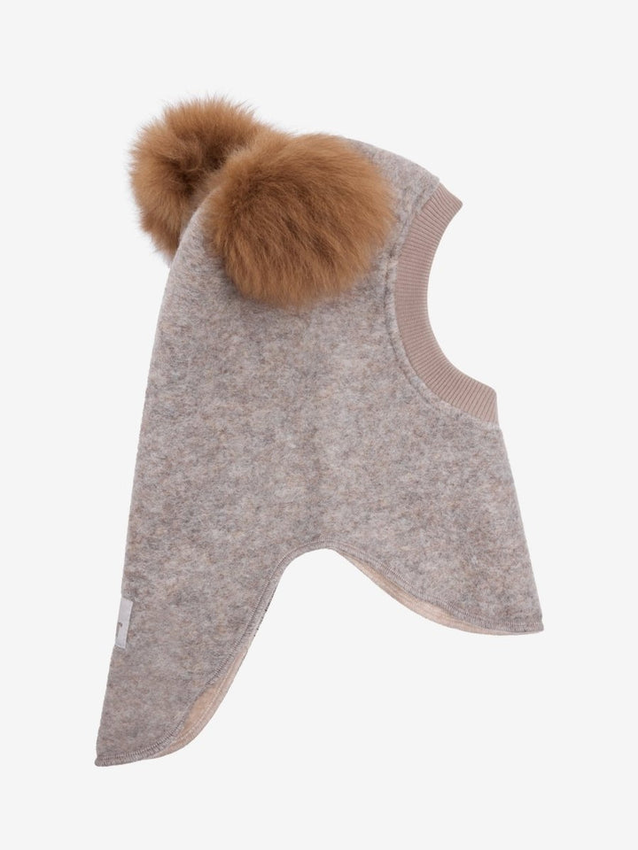 HUTTEliHUT | Balaclava Wool Alpaca Pompoms - Camel Melange | Torgunns Barneklær AS