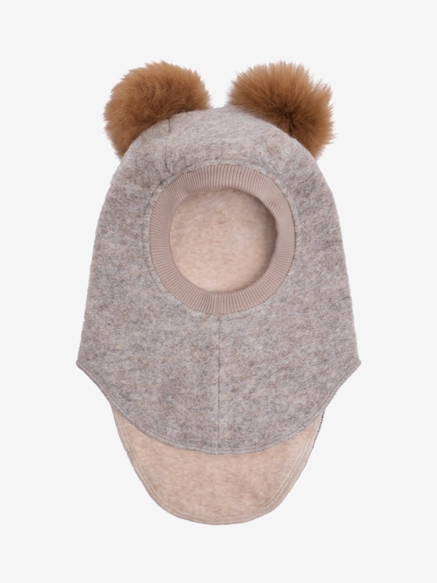 HUTTEliHUT | Balaclava Wool Alpaca Pompoms - Camel Melange | Torgunns Barneklær AS