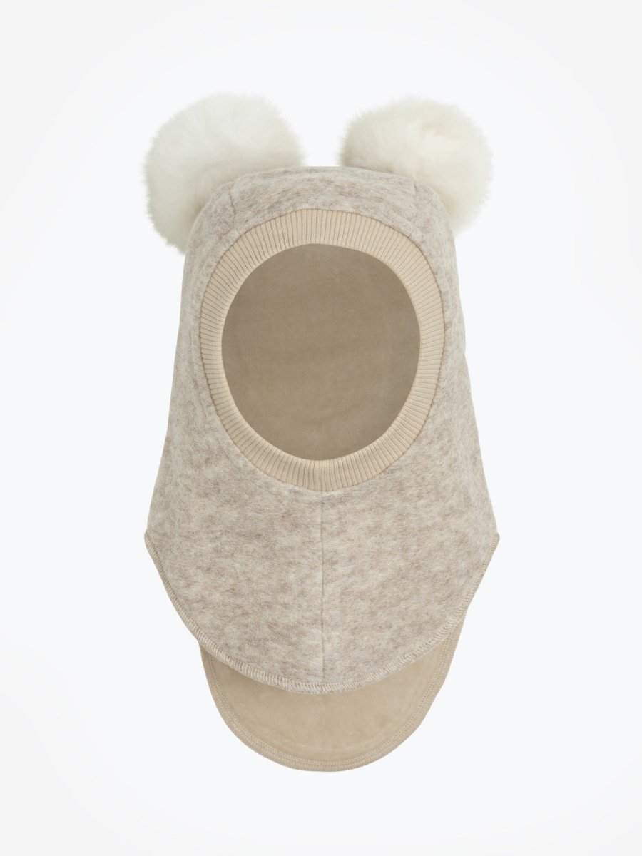 HUTTEliHUT | Balaclava Wool Alpaca Pompoms - Sand Melange | Torgunns Barneklær AS