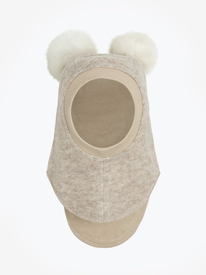 HUTTEliHUT | Balaclava Wool Alpaca Pompoms - Sand Melange | Torgunns Barneklær AS