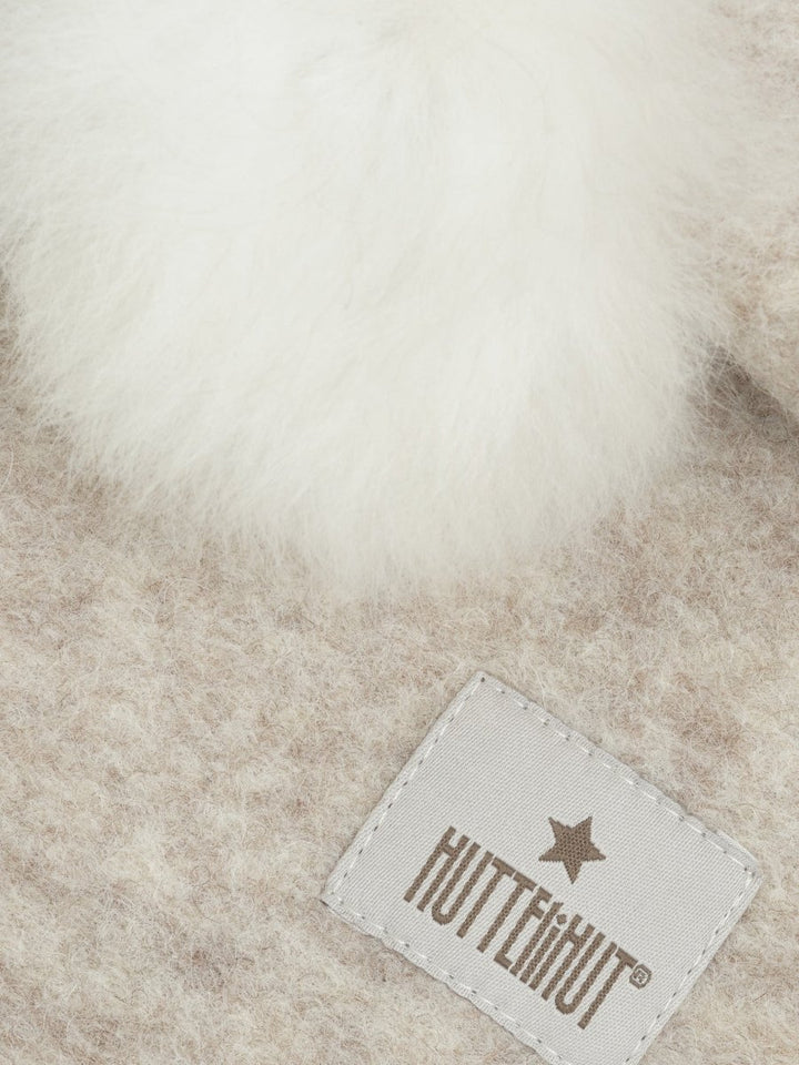 HUTTEliHUT | Balaclava Wool Alpaca Pompoms - Sand Melange | Torgunns Barneklær AS