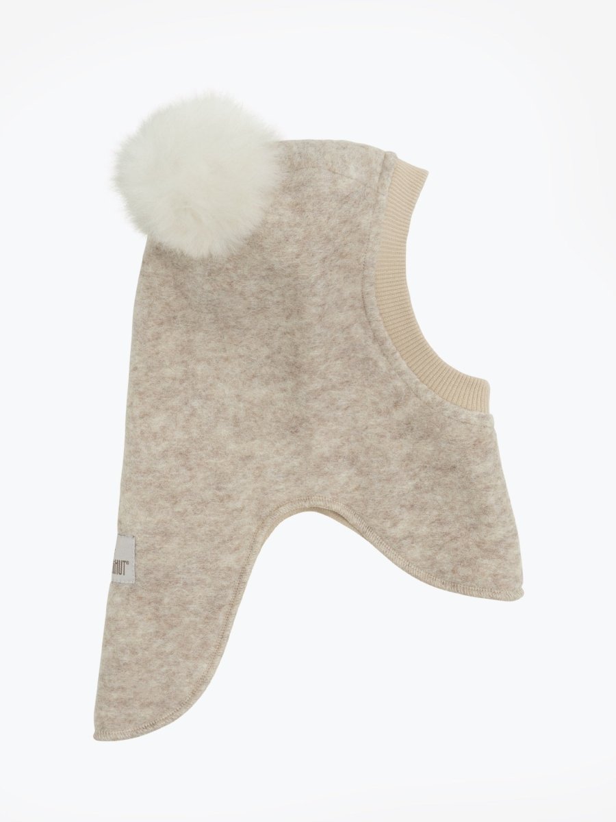 HUTTEliHUT | Balaclava Wool Alpaca Pompoms - Sand Melange | Torgunns Barneklær AS