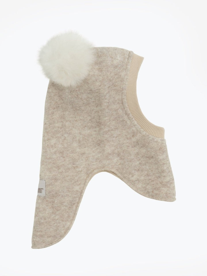 HUTTEliHUT | Balaclava Wool Alpaca Pompoms - Sand Melange | Torgunns Barneklær AS