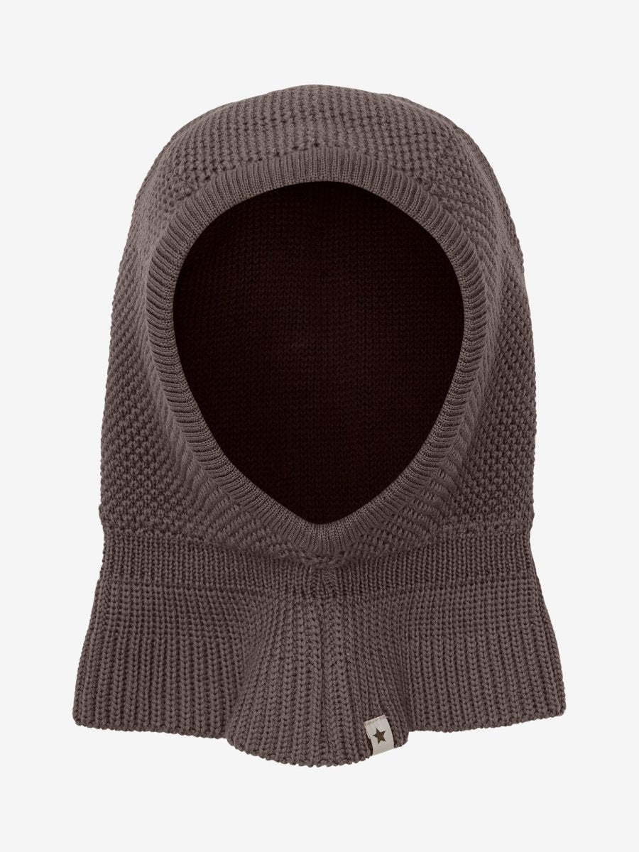HUTTEliHUT | Balaclava Wool Knit Windstop - Brown Melange | Torgunns Barneklær AS